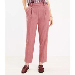 Loft Pull On Taper Pant Size Large Elastic Waist Pink Brushed Flannel Office NEW
